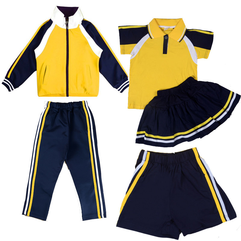 小学生校服春秋套装黄白初高中生运动会班服夏季男女童幼儿园园服
