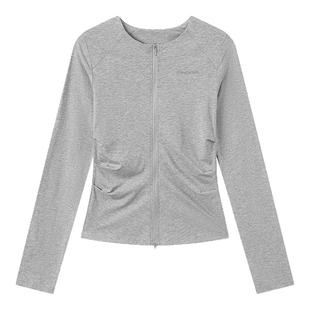 CryingCenter凉感天丝莫代尔亲肤透气紧身收腰 拉链长袖上衣外套