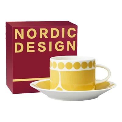 芬兰arabia黄色星期天咖啡杯陶瓷高档精致咖啡杯特别好看咖啡杯