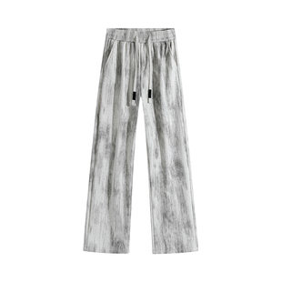 扎染重磅卫裤男款冬季加绒加厚灯芯绒长裤青少年宽松直筒休闲裤子