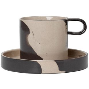 丹麦Ferm Living陶瓷咖啡杯碟侘寂风杯子下午茶杯套装设计感小众