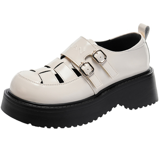 EBLAN/伊伴【99清仓福利】罗马凉鞋女夏季厚底镂空松糕猪笼乐福鞋