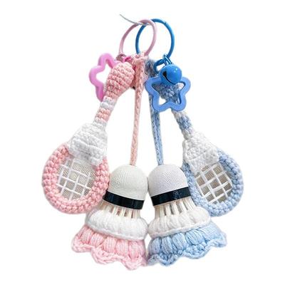 手工钩织羽毛球拍挂件