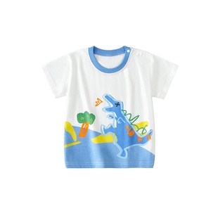 儿童短袖t恤男童夏季薄款宝宝睡衣上衣婴儿半袖空调服纯棉a类夏装