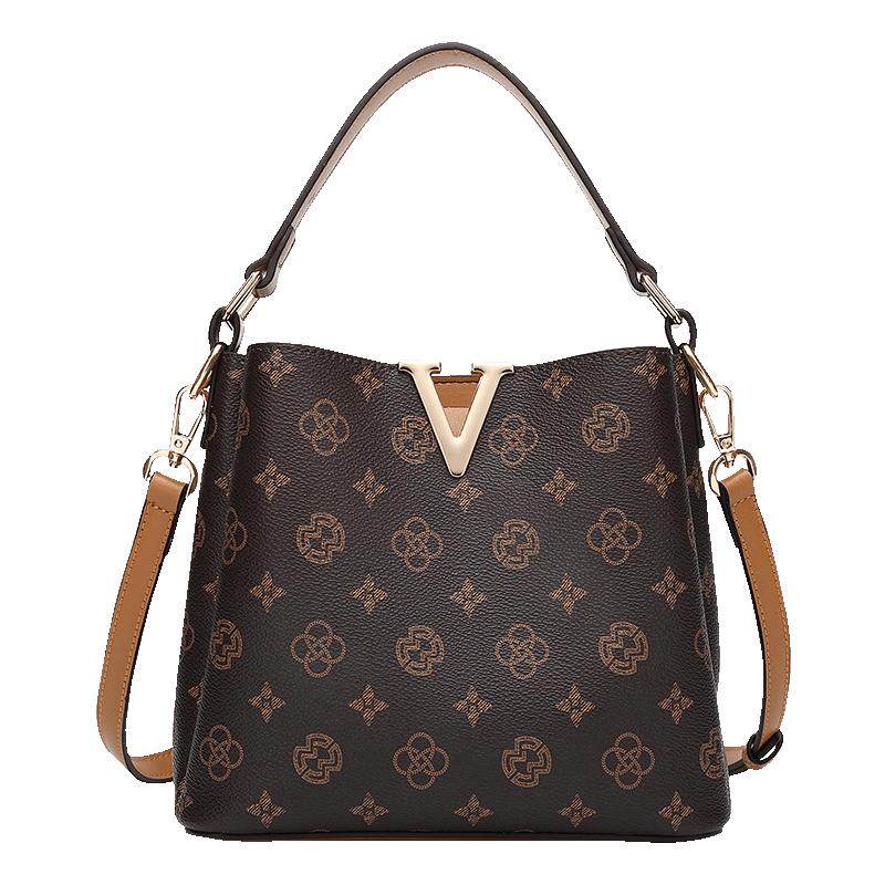 稻草人女包包2025新款印花水桶包大容量手提包时尚通勤单肩斜挎包