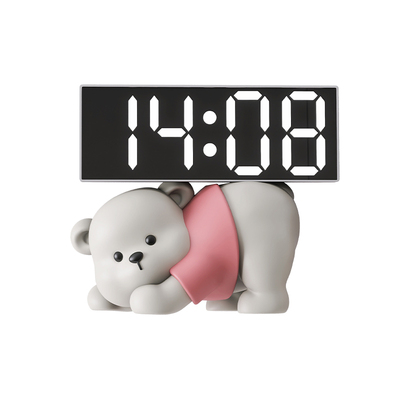 奶油风小熊时钟客厅摆件