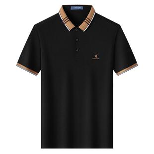 [桑蚕丝/凉感丝光棉]梦特娇26夏季男士polo衫短袖翻领纯色棉T恤J