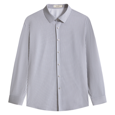 【凉感防晒】ZIOZIA通勤男装25春夏商务休闲条纹长袖衬衫ZWDE1109