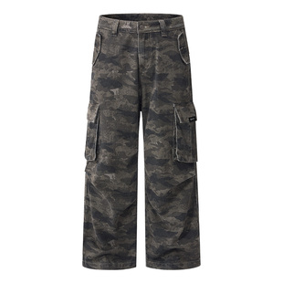 it :5cm/FIVECM美式复古迷彩工装裤男秋季高街潮牌痞帅宽松牛仔裤