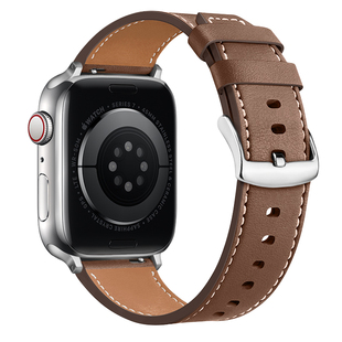 适用iwatch表带真皮s11苹果手表表带se牛皮applewatchs10表带ultra3新款s9代8/7皮质49mm45/44运动s7男女生s8