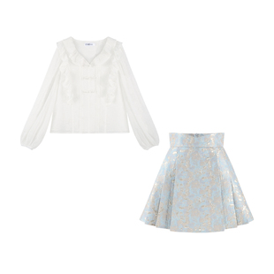 【清仓价】新中式衬衫半身裙时尚套装女夏季休闲洋气套裙两件套