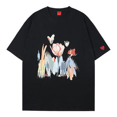 查尔斯桃心爱心刺绣休闲T恤