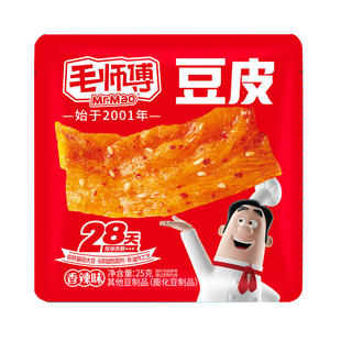 毛师傅香辣豆皮开袋即食休闲办公短保网红辣条童年记忆零食25g/袋
