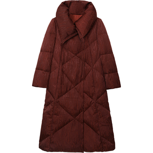 专柜正品白鹅绒羽绒服女中长款冬加厚过膝妈妈棉袄高端香云纱外套