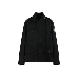 noEmosen（noE）M65黑色猎装四袋收腰正肩合身长款连帽夹克外套