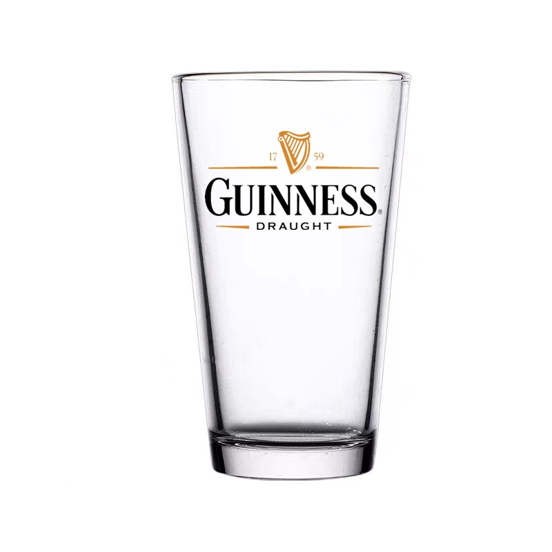 吉尼斯黑啤杯双色杯Guinness健力士玻璃杯无铅耐热加厚大容量酒杯