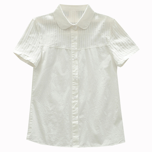 基础款白衬衫女夏季薄款修身正肩短袖上衣职业装打底纯白衬衣内搭