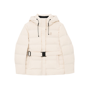 KENT&CURWEN/肯迪文2025秋冬新品女士玫瑰徽章收腰白鹅绒羽绒服