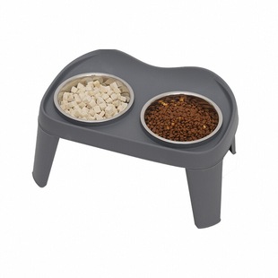 狗碗狗盆不锈钢狗狗饭盆碗架金毛中大型犬护颈防打翻高脚双碗餐桌
