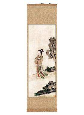 唐寅仕女人物挂画茶楼古典包厢字画名家仙女挂画丝绸画丝绸礼品画