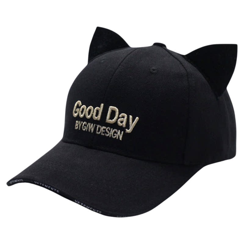 韩国ins可爱带猫耳朵帽子女 春夏秋猫耳棒球帽休闲遮阳鸭舌帽百搭