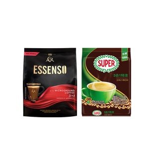 super超级马来西亚原装进口艾昇斯微磨咖啡500g+超级咖啡450g组合