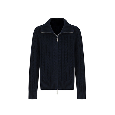 1.22上新Age of Ascent 复古绞花针织拉链翻领宽松慵懒风羊毛毛衣