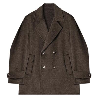 950g重磅双面羊毛呢子大衣男短款2025年冬季新款加厚保暖风衣外套