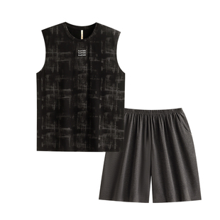 家乐芬睡衣男士夏季背心无袖短裤莫代尔家居服男款夏天款大码套装