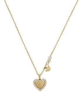 阿玛尼女士复古金色密镶心形项链