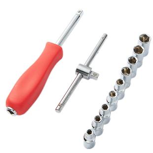 汽修小飞扳手滑行加力杆4-14六角套筒1/4扳手L型弯杆加长接杆万向