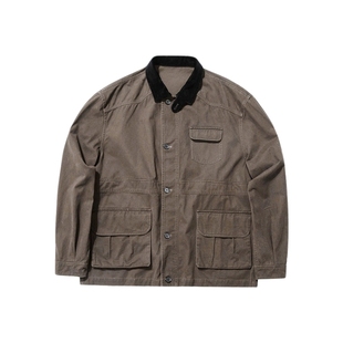 CountryMoment 美式复古巴恩风灯芯绒廓形领猎装工装夹克外套男女