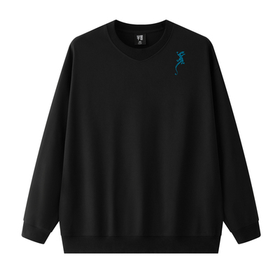 半墨大码男装刺绣卫衣男2025秋季新款男士宽松休闲简约圆领外套潮