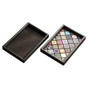 实木桌面收纳盒复古托盘钥匙置物架玄关摆件桌上整理架手表放置架