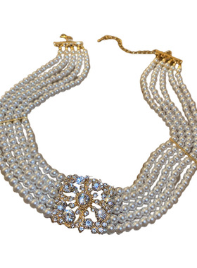 时尚夸张项饰珍珠多层女