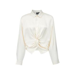 vq区绫致Vero Moda衬衫女2025夏季新款单排扣纽结光泽感上衣通勤