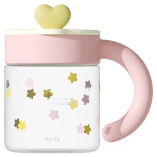 肆月高硼硅玻璃杯马克杯女耐高温防摔水杯带把手带盖高颜值大容量