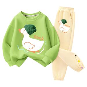 拉夏贝尔女童装时髦洋气套装2024新款儿童休闲运动服大童春季卫衣