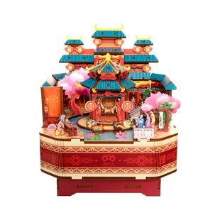 沐恩硕缘定三生手工diy拼装八音盒积木拼图音乐盒订婚结婚礼物