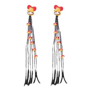 儿童彩色编发头绳女新年假发辫头饰女童彩色过年喜庆装饰发绳发饰