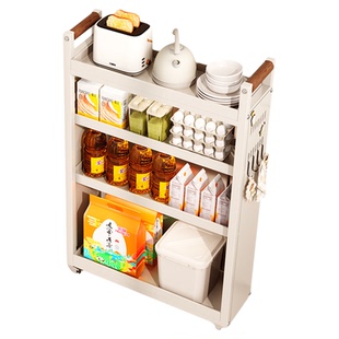 可调节厨房夹缝置物架窄缝冰箱侧面多功能免打孔缝隙收纳柜小推车