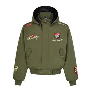 VIGB 原创国潮美式复古刺绣徽章连帽夹克男女小众设计感外套情侣