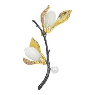 玉兰花胸针女高端精致时尚奢华气质别针西装毛衣大衣胸花衣服配饰