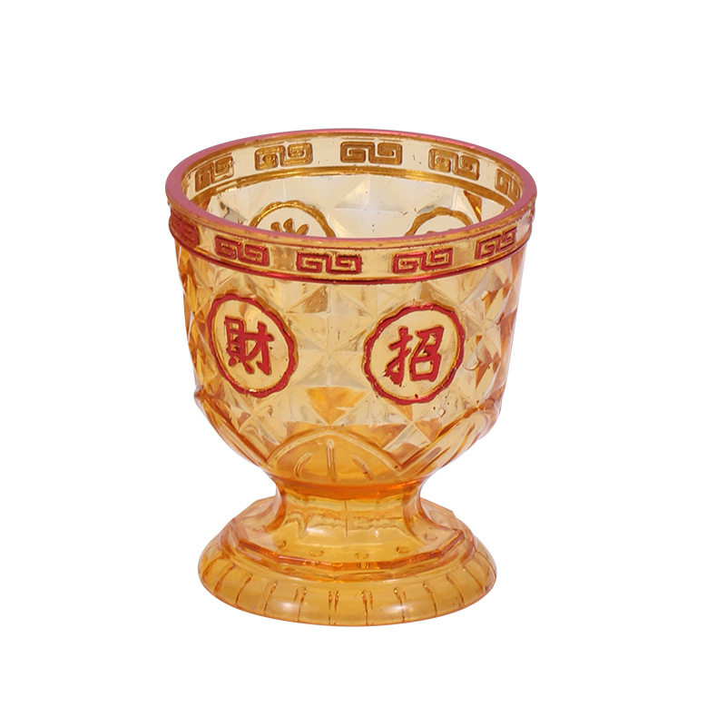 琉璃家用酒杯财神爷供酒杯佛前供装饰摆件