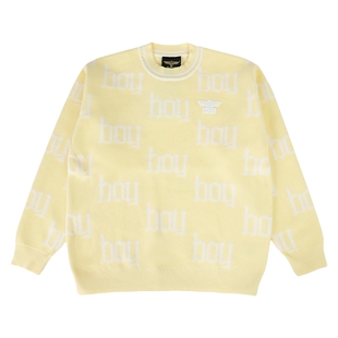 BOYLONDON春季男女同款满印休闲潮牌圆领套头针织毛衣N60006