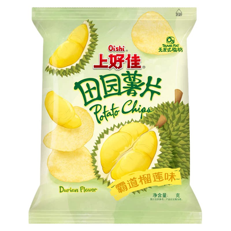 上好佳田园薯片霸道榴莲味40g