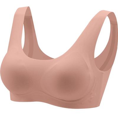 红豆居家无痕内衣无钢圈胸罩软支撑大胸打底文胸收副乳背心