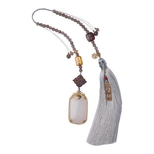 天然金丝玉汽车挂件无事牌后视镜挂饰一路平安车载挂坠高级装饰品