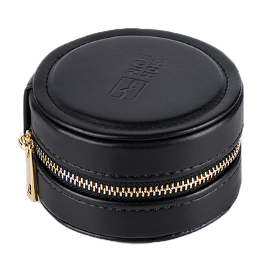 原道高端PU皮质圆形拉链耳机盒