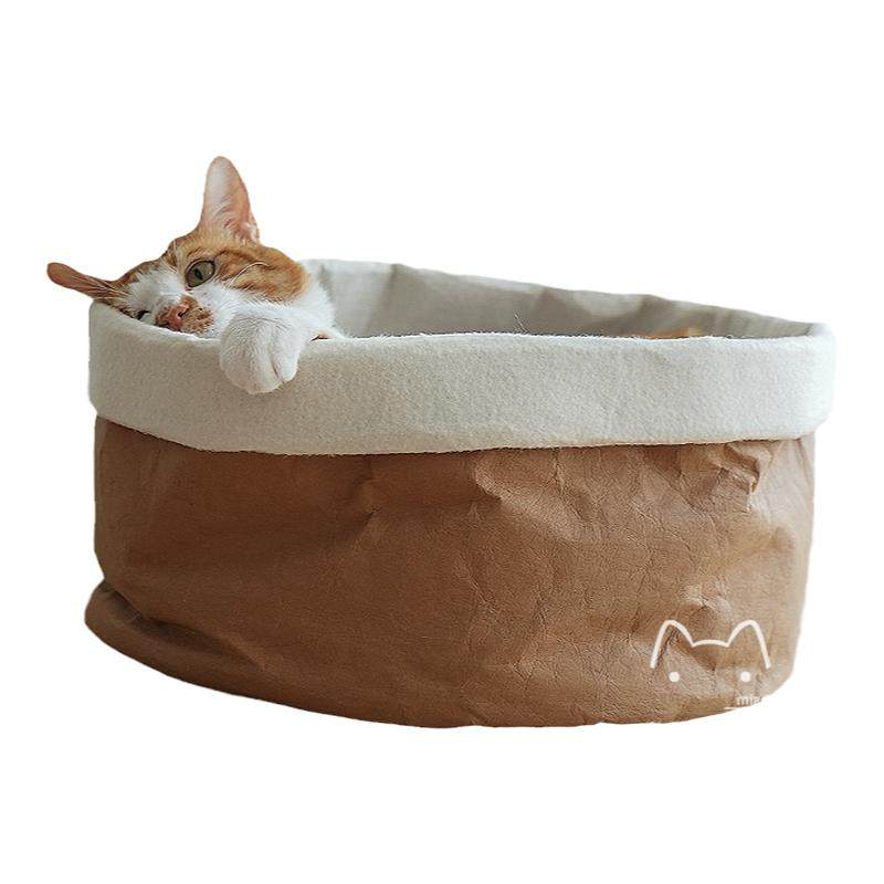MUJI风可拆水洗牛皮纸袋宠物猫咪窝睡觉保暖床垫屋抓板箱一体四季